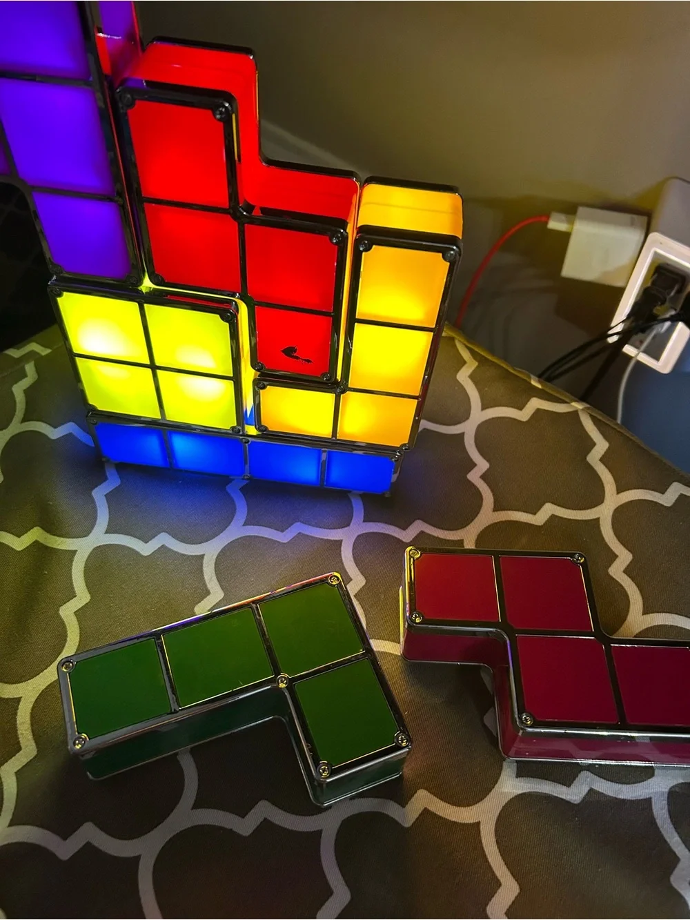 Multicolor LED Tetris-Style Decorative Lantern - Vibrant Home Accent